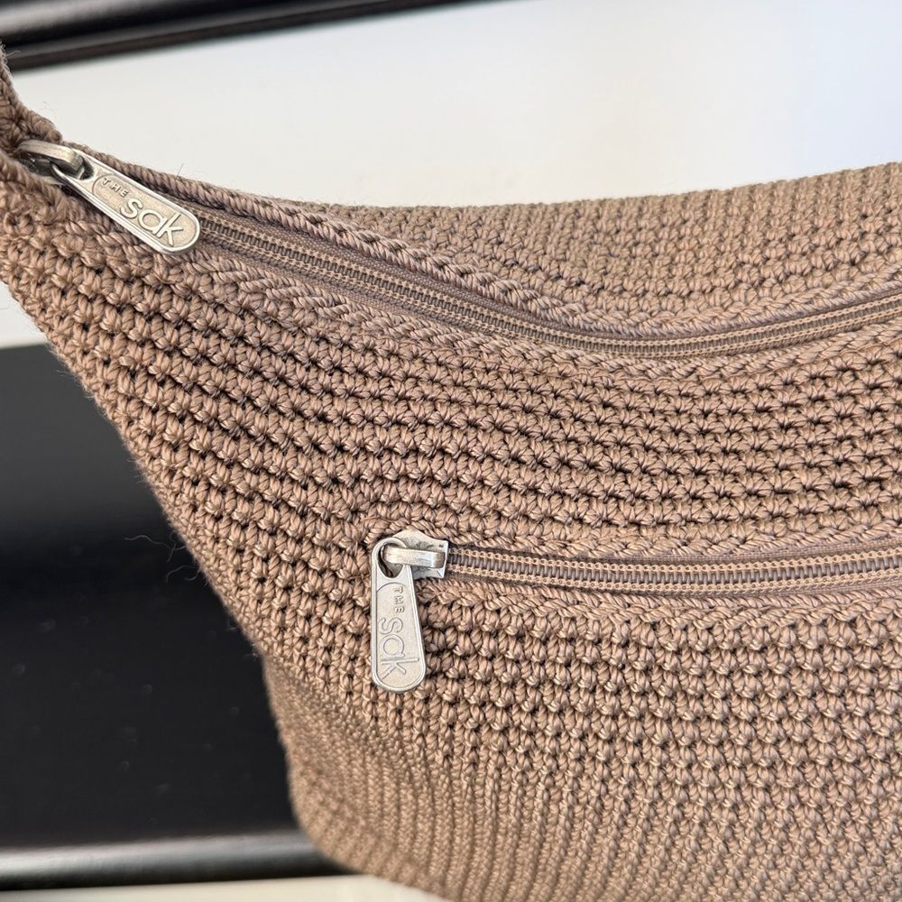 The Sak woven neutral shoulder purse clean non smoking tan boho relaxed vibe - Picture 3 of 10
